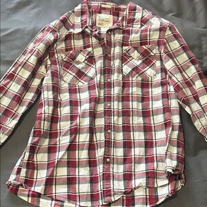 American Eagle Outfitters Red and Black Plaid Shirt
